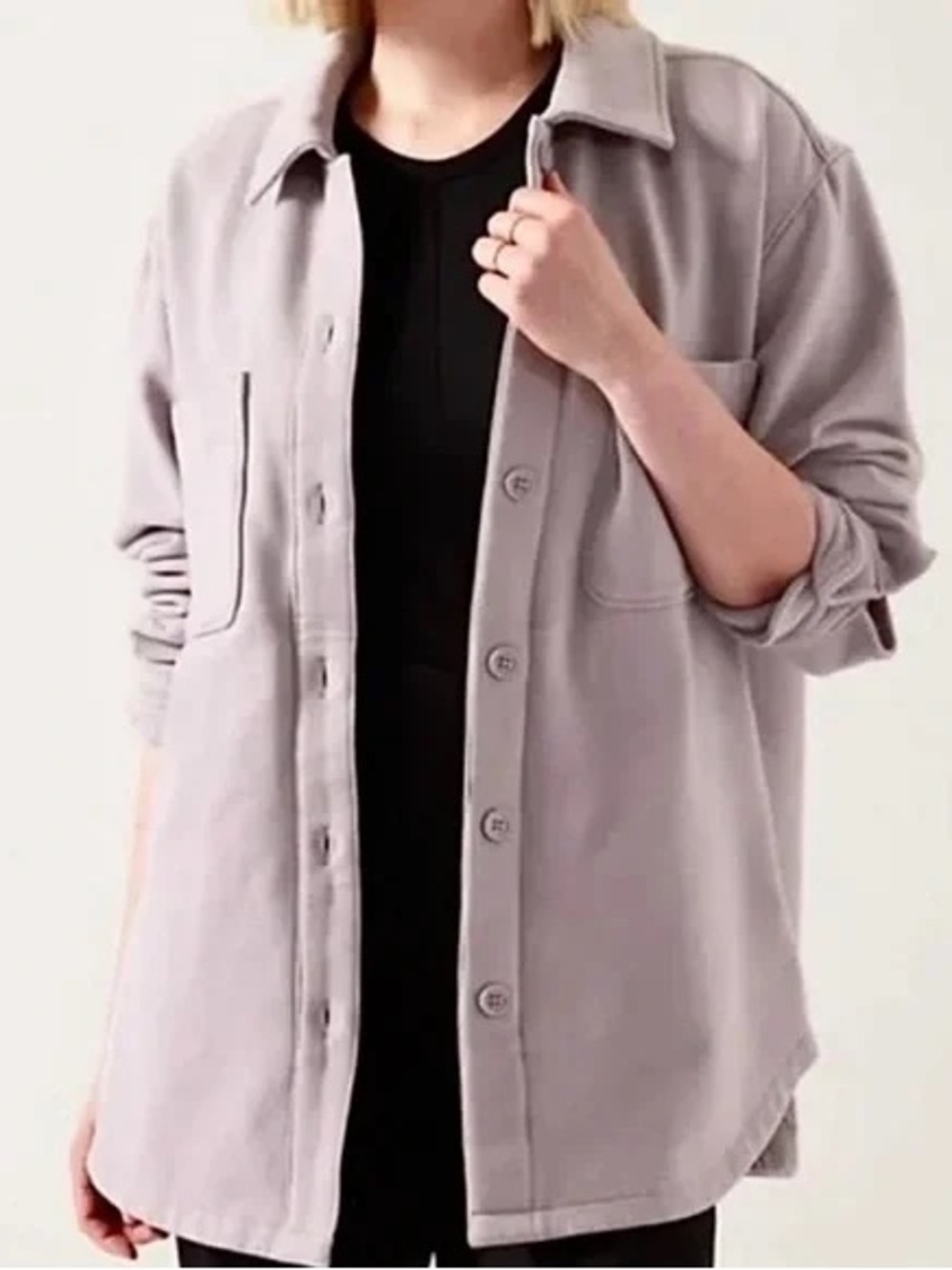 Athleta lilac heavy Button Front Jacket size L